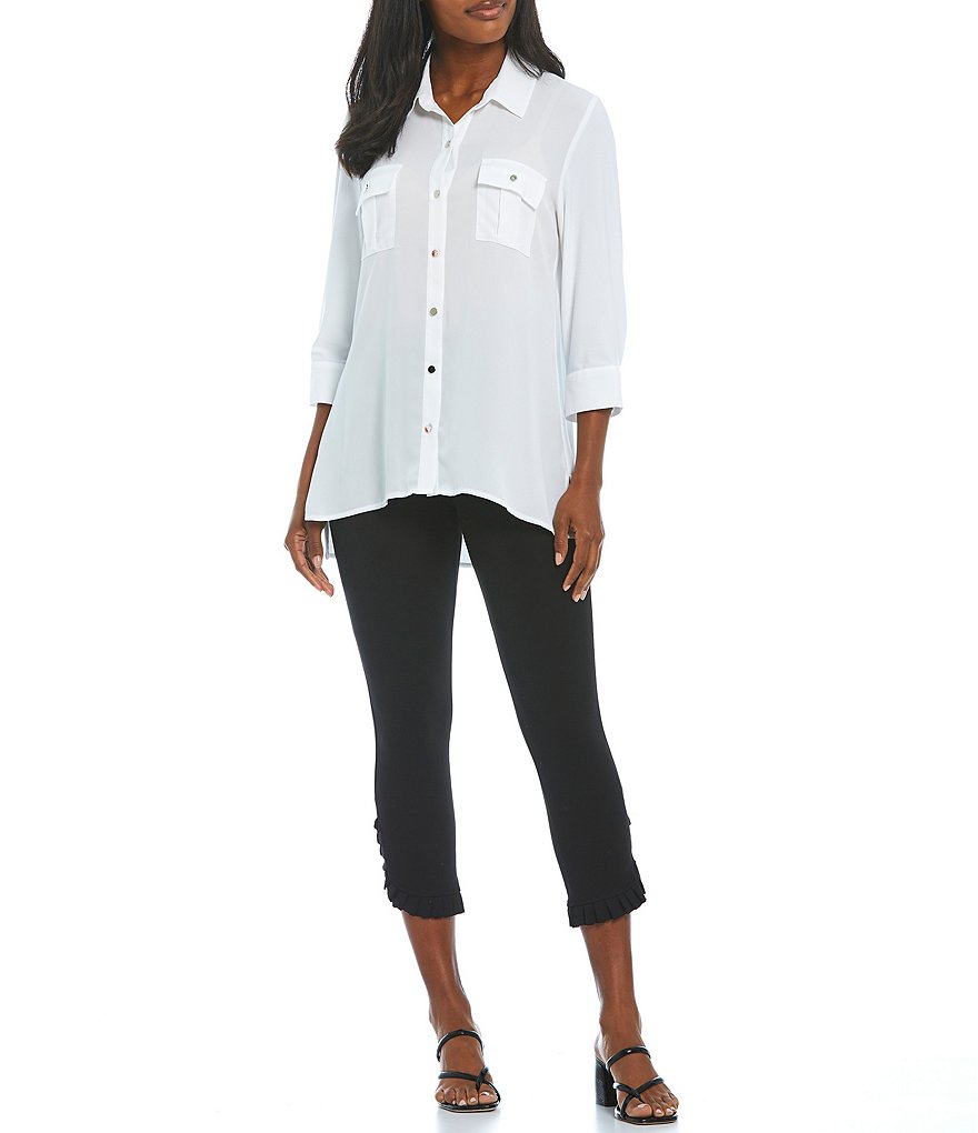 Slim Factor By Investments Ponte Ruffle Hem Capri