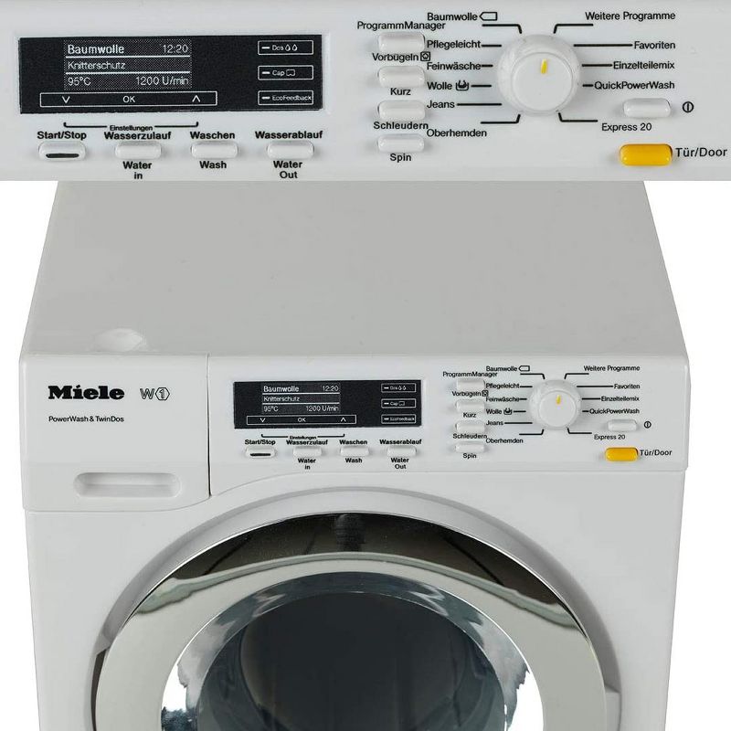 Theo Klein 6942 Children Kids Miele Pretend Play Washing Machine with Lights, Sounds, and Detergent, Ages 3 and Up, White