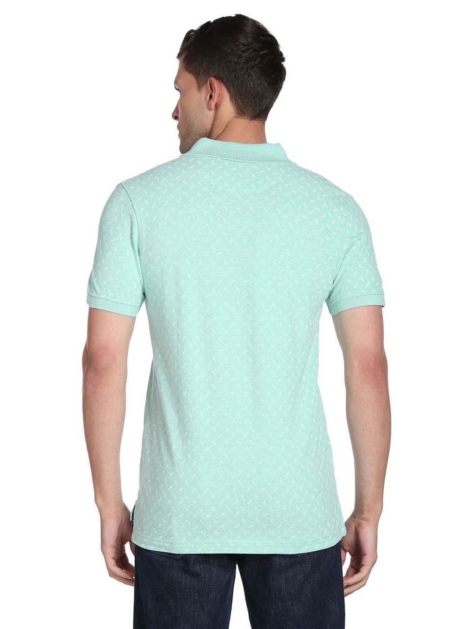Arrow Sport Mint Cotton Regular Fit Printed Polo T-Shirt