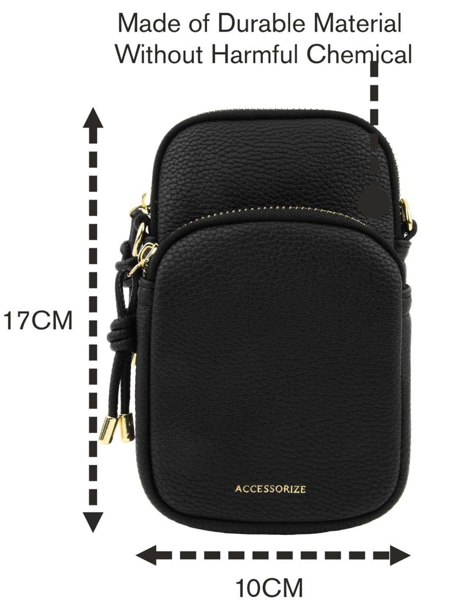 Accessorize London Black Polyester Solid Mobile Pouch