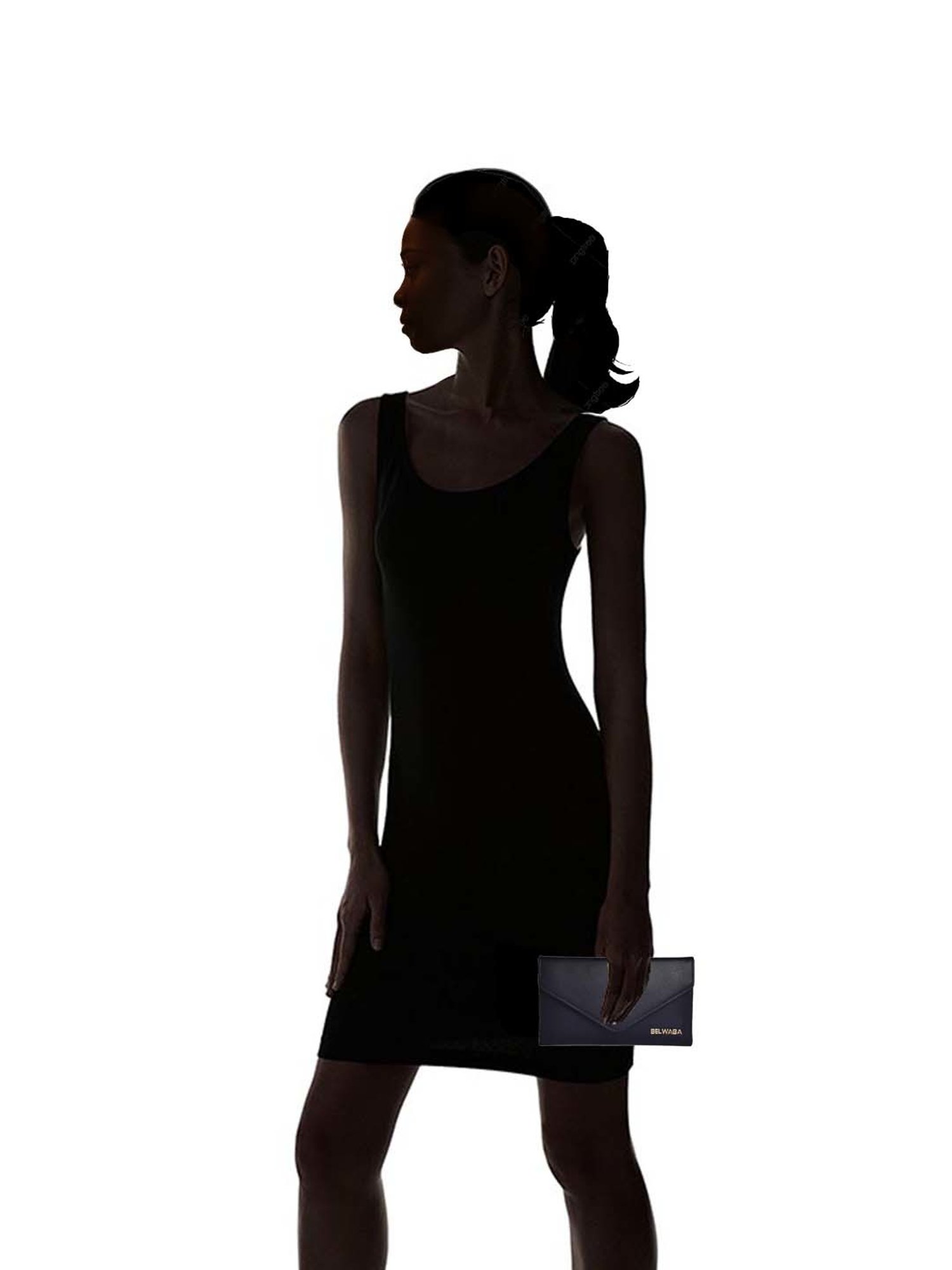 BELWABA Black Solid Tri-Fold Wallet for Women