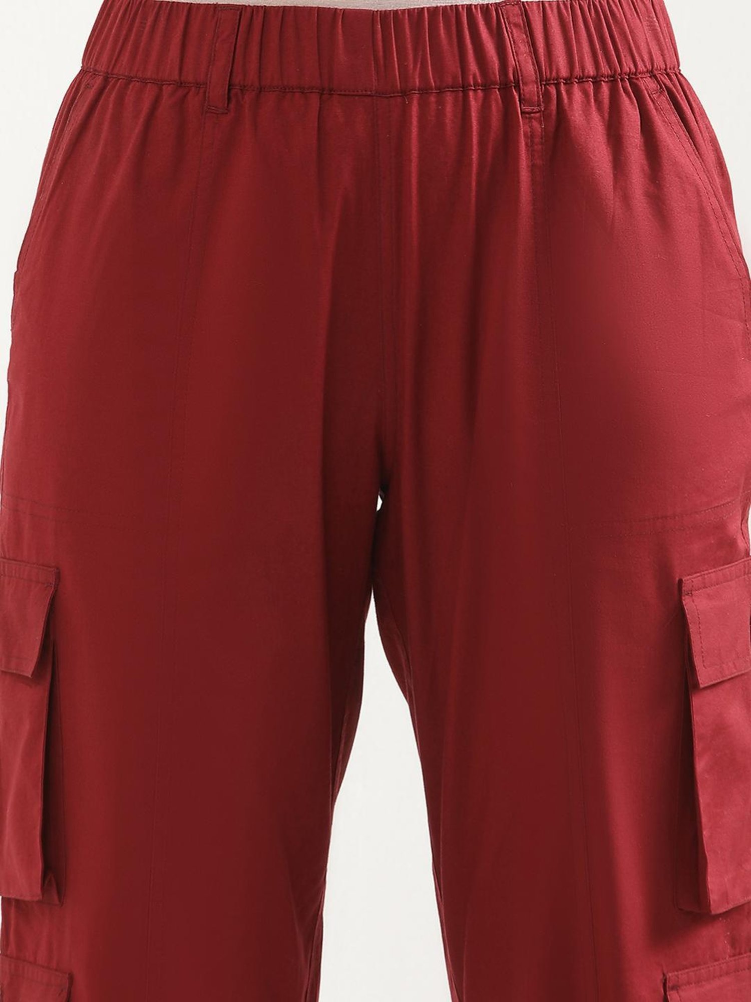 Elleven from Aurelia Red Cotton Mid Rise Capris