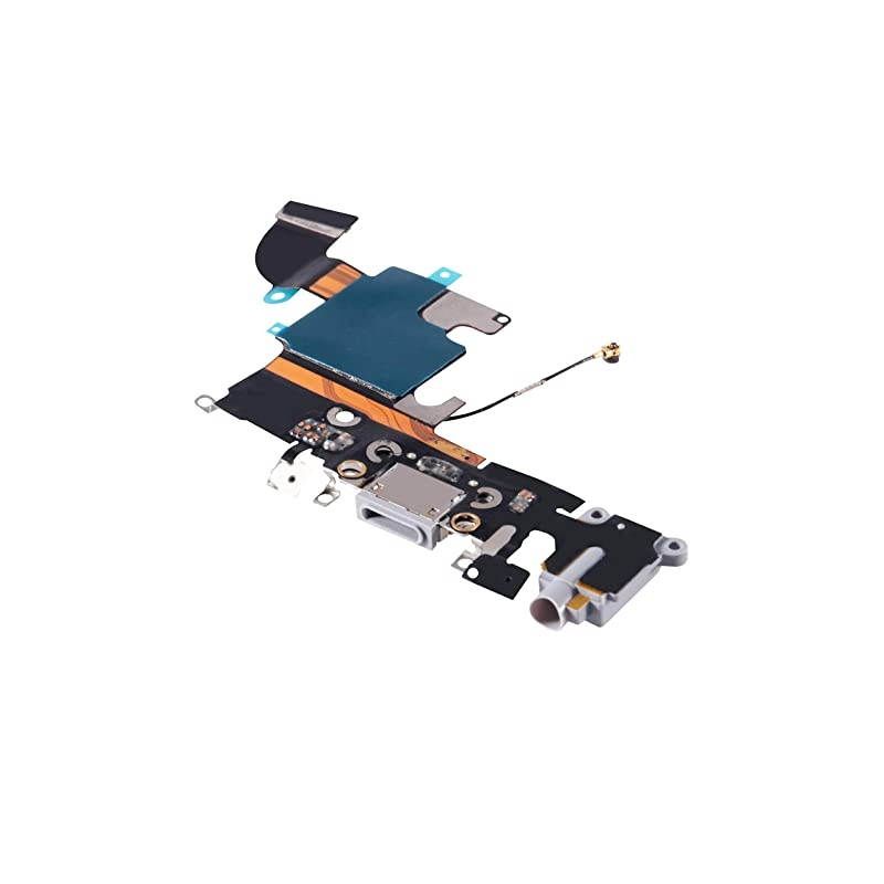OEM Charging Port Dock Connector Flex Cable w/Microphone + Headphone Audio Jack Port Ribbon Replacement Part Compatible for iPhone 6s All Carriers (Black/Space Gray)