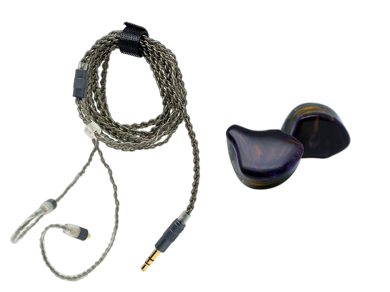 ApeSonic Rain-JET (In Ear Earbuds): Hybrid Balanced Armature & Dynamic Drivers, High Resolution, Synthetic Resin Shell, MMCX Connect - Cable Changeable, Hi-Fi & Premium Sound, Black Marble Color