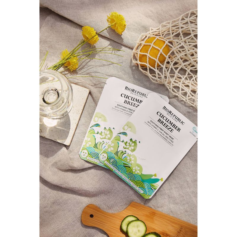 BioRepublic Skincare Face Mask - Cucumber Breeze - 3ct