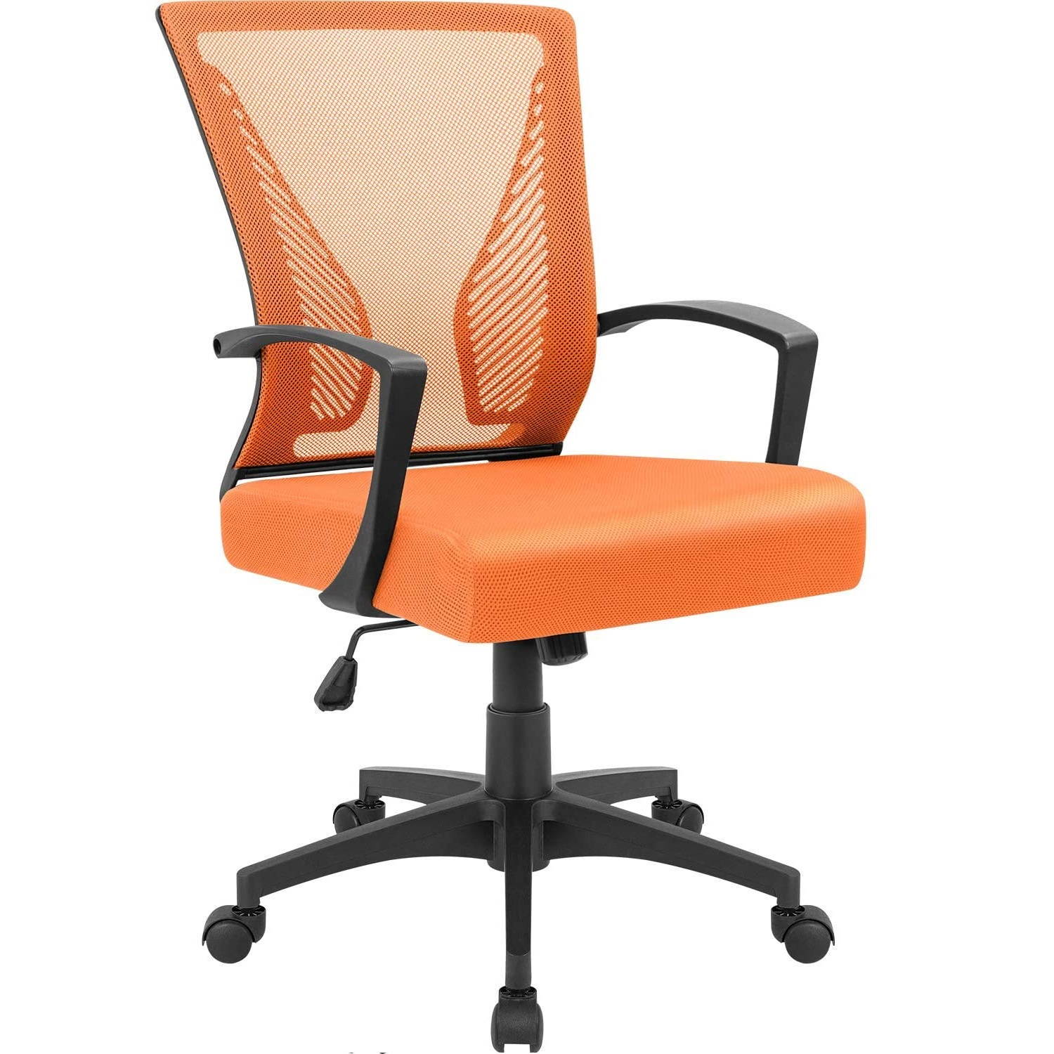 Furmax Office Chair Mid Back Swivel Lumbar Support Computer Ergonomic Mesh Chair with Armrest (Black)