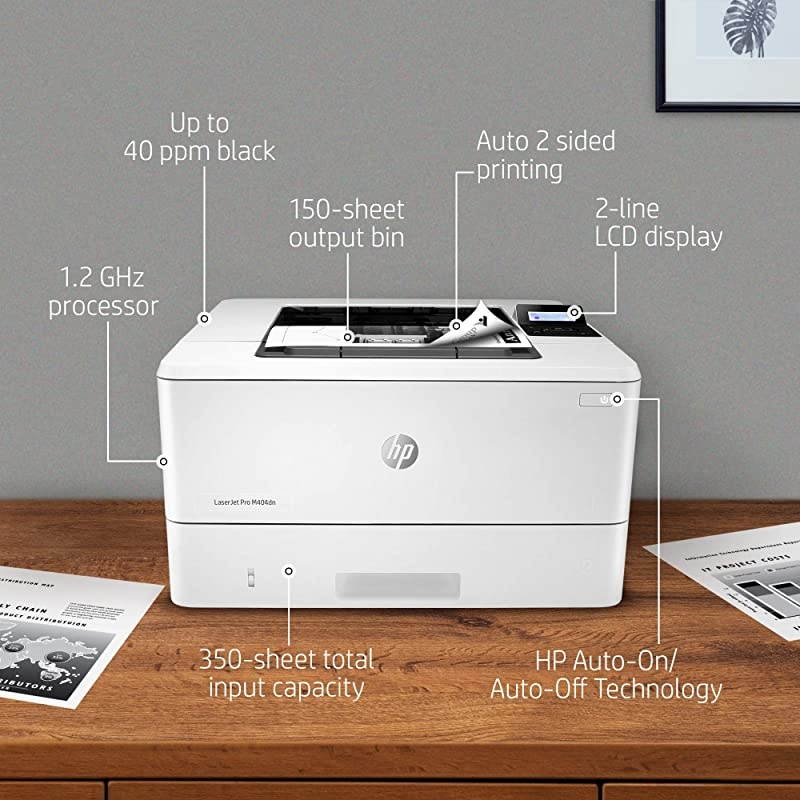 LaserJet Pro M404dn Monochrome Laser Printer with Built-In Ethernet & Double-Sided Printing - Built-in Ethernet (W1A53A)