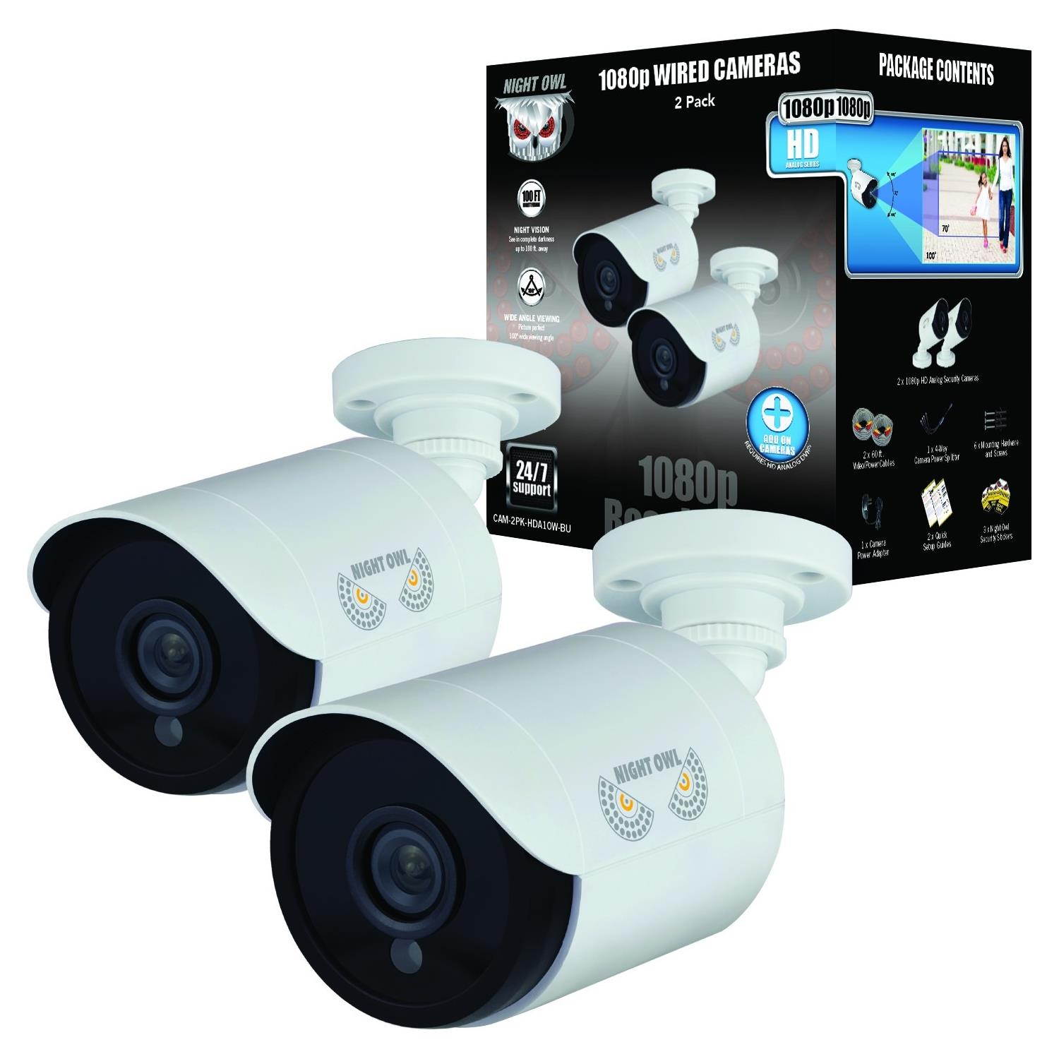 NIGHT OWL CAM-2PK-HDA10W-BU 1080P HD Analog Bullet Cam 2Pk