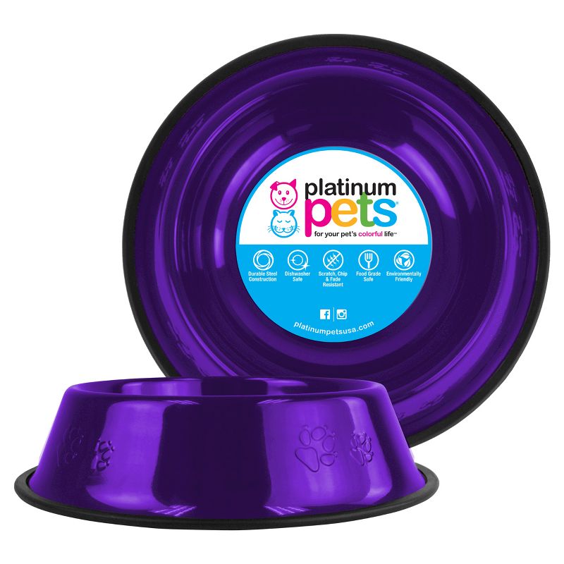 Platinum Pet Embossed Non-Tip Cat/Dog Bowl - Electric Purple - 1.25 Cup