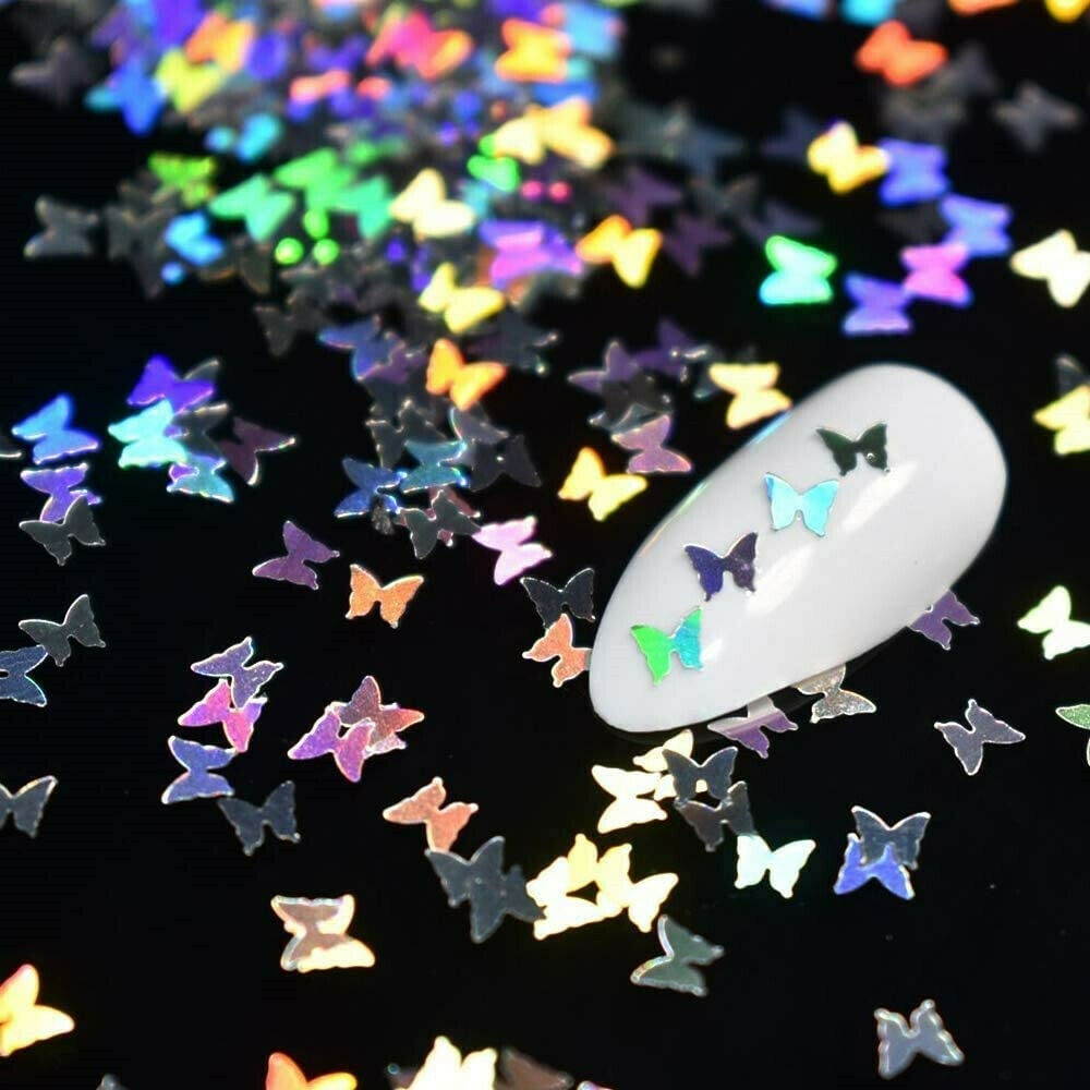 Nail Glitter Sequins Holographic Laser Butterfly Flakes Nail Art 3D Decoron