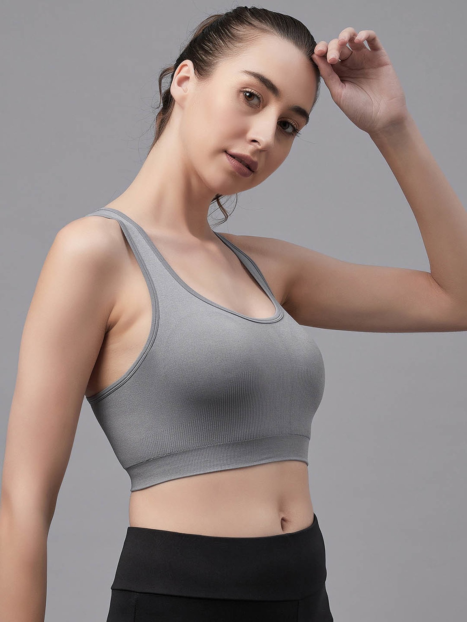 C9 Airwear Light Grey Textured Full Coverage Bralette Bra
