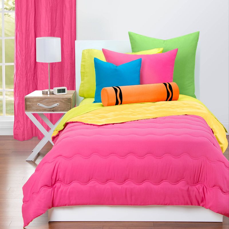 Full/Queen Reversible Comforter With Sham Set Magenta/Laser Lemon - Crayola
