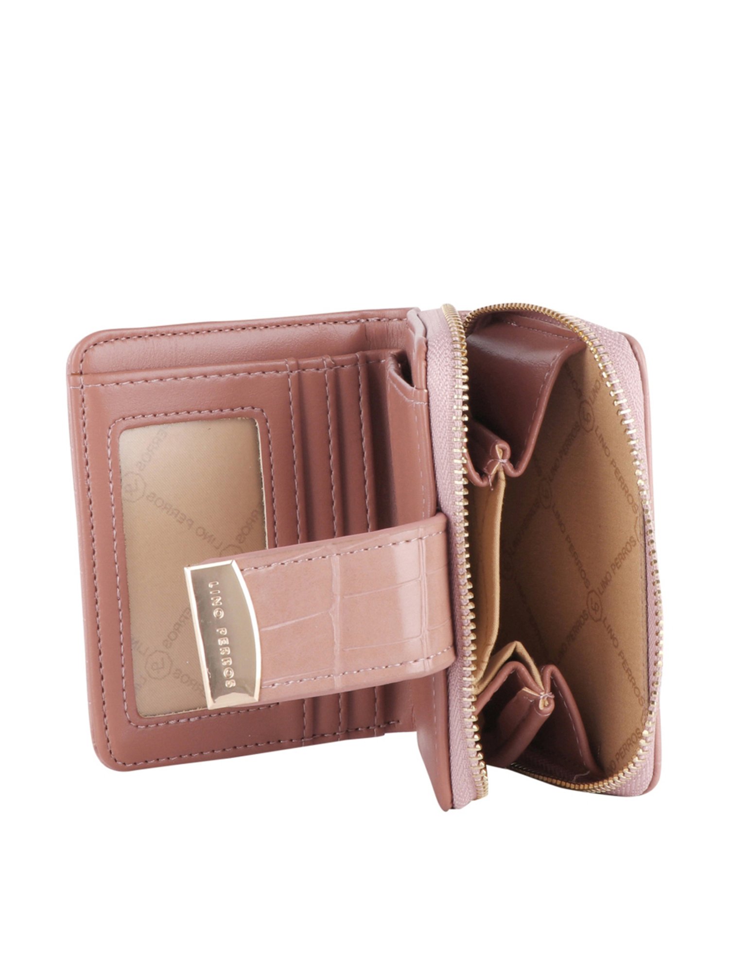 Lino Perros Pink Textured Zip Around Wallet for Women