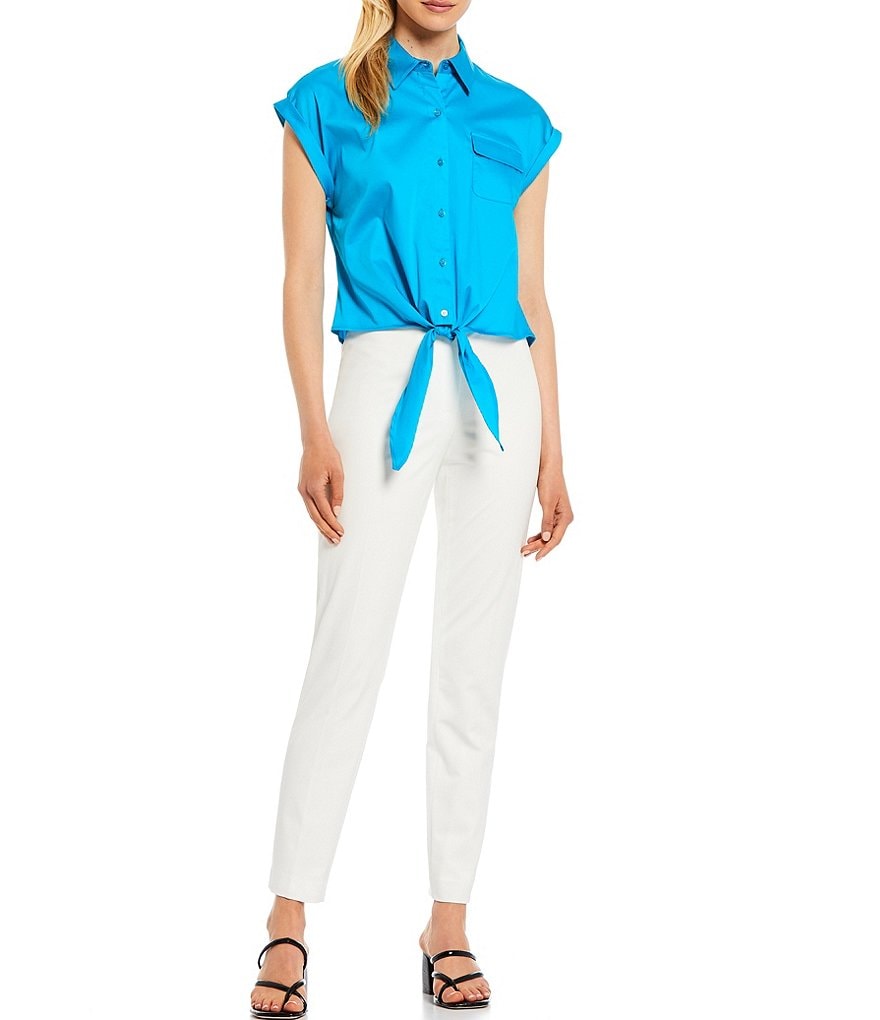 Antonio Melani Blaire Poplin Cap Sleeve Button Front Blouse