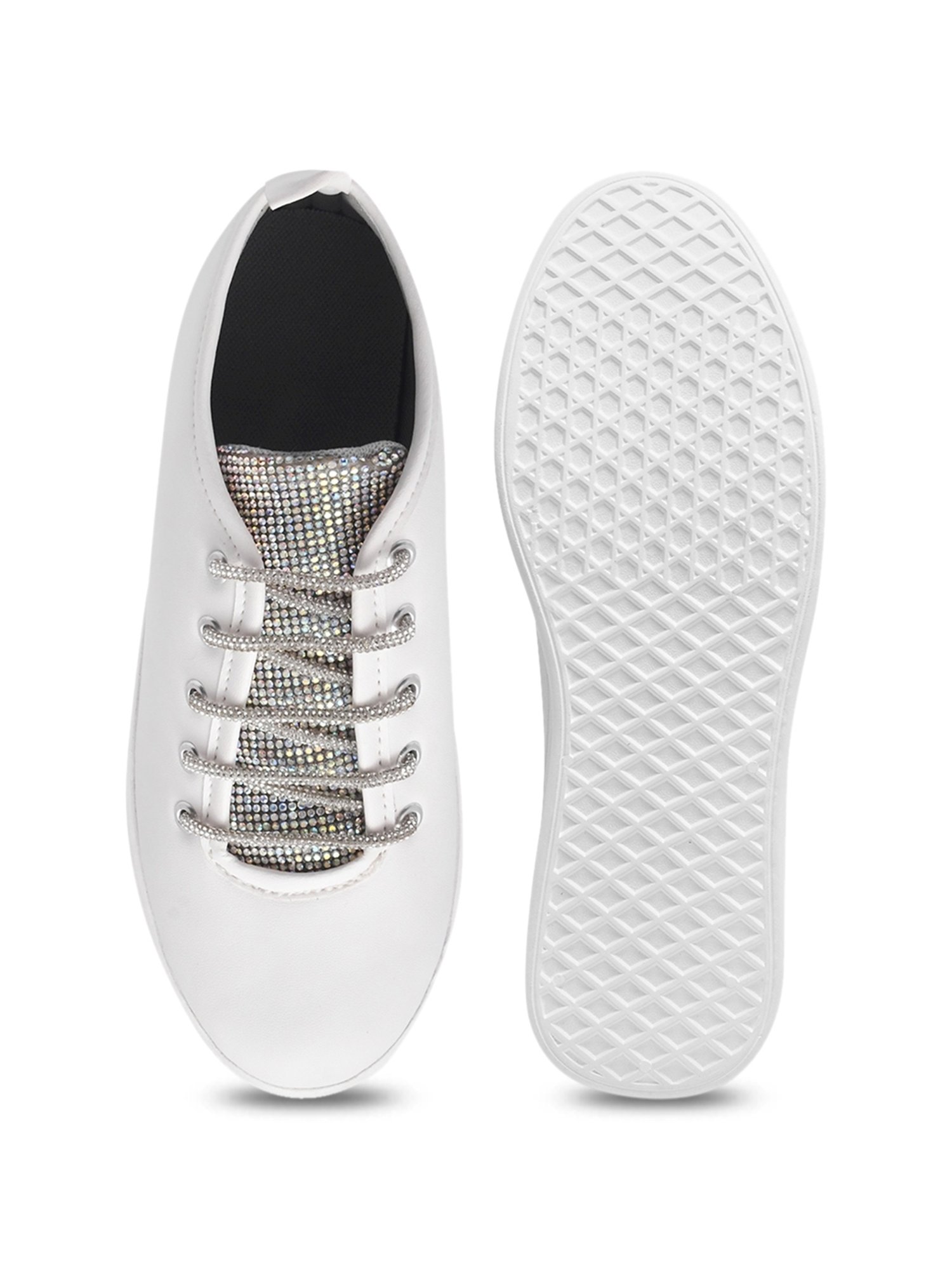 The White Pole Women's White Casual Sneakers
