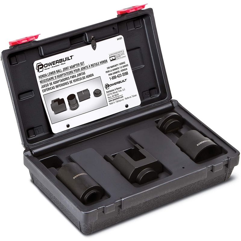 Powerbuilt 641321 Universal Heavy Duty Honda Lower Ball Joint Tool Adapter Kit with Durable Carrying Case