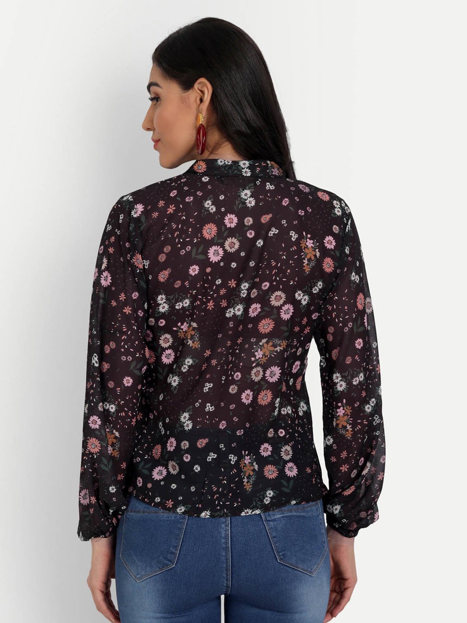 MASAKALI.CO Black Floral Print Top