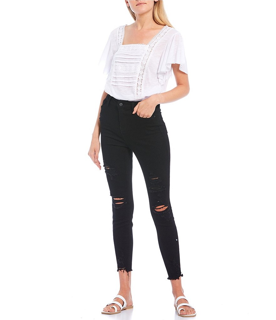 Hippie Laundry High Rise Destructed Throwback Skinny Jeans