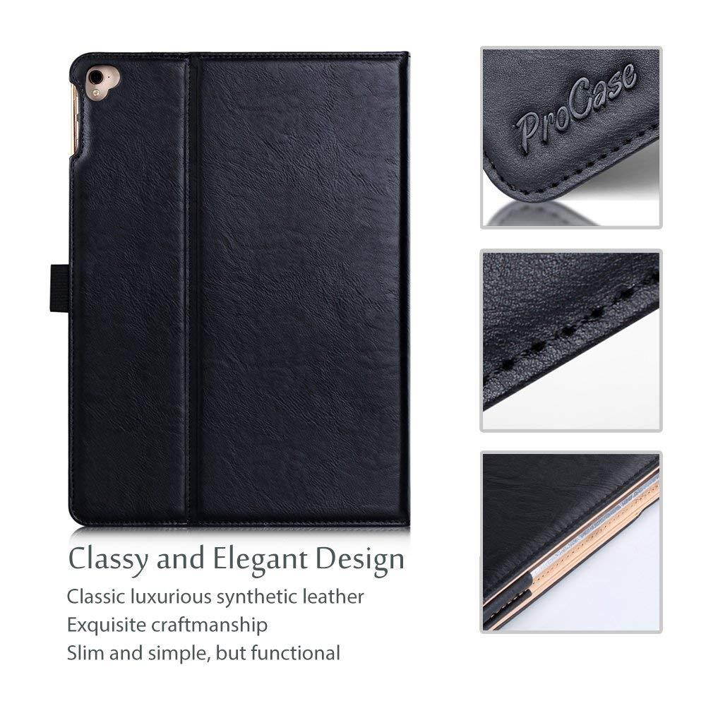 iPad Pro 9.7 Case - ProCase Stand Folio Case Cover for Apple iPad Pro 9.7 Inch 2016, with Multiple Viewing Angles, Document Card Pocket (Black)