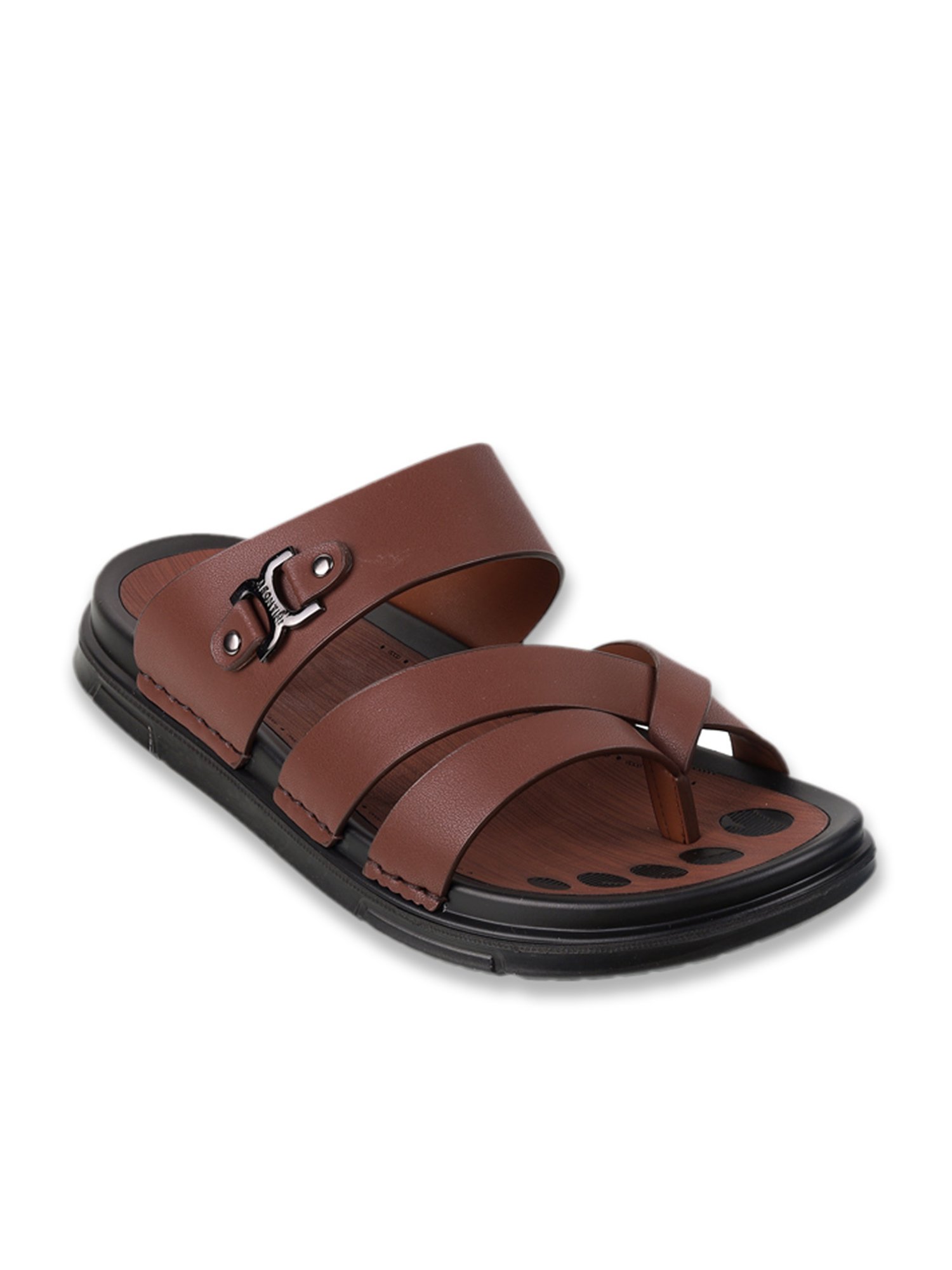 J.Fontini by Mochi Men's Brown Toe Ring Sandals