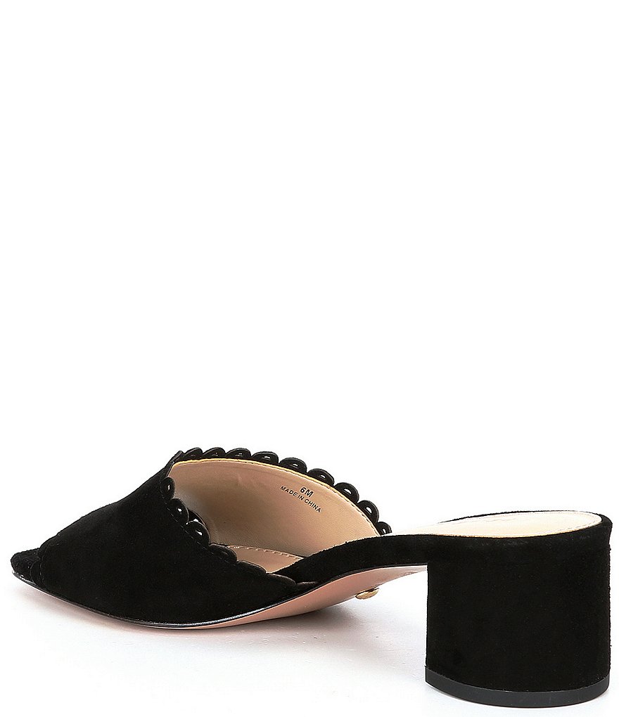 Pelle Moda Rayna Suede Scalloped Block Heel Slides