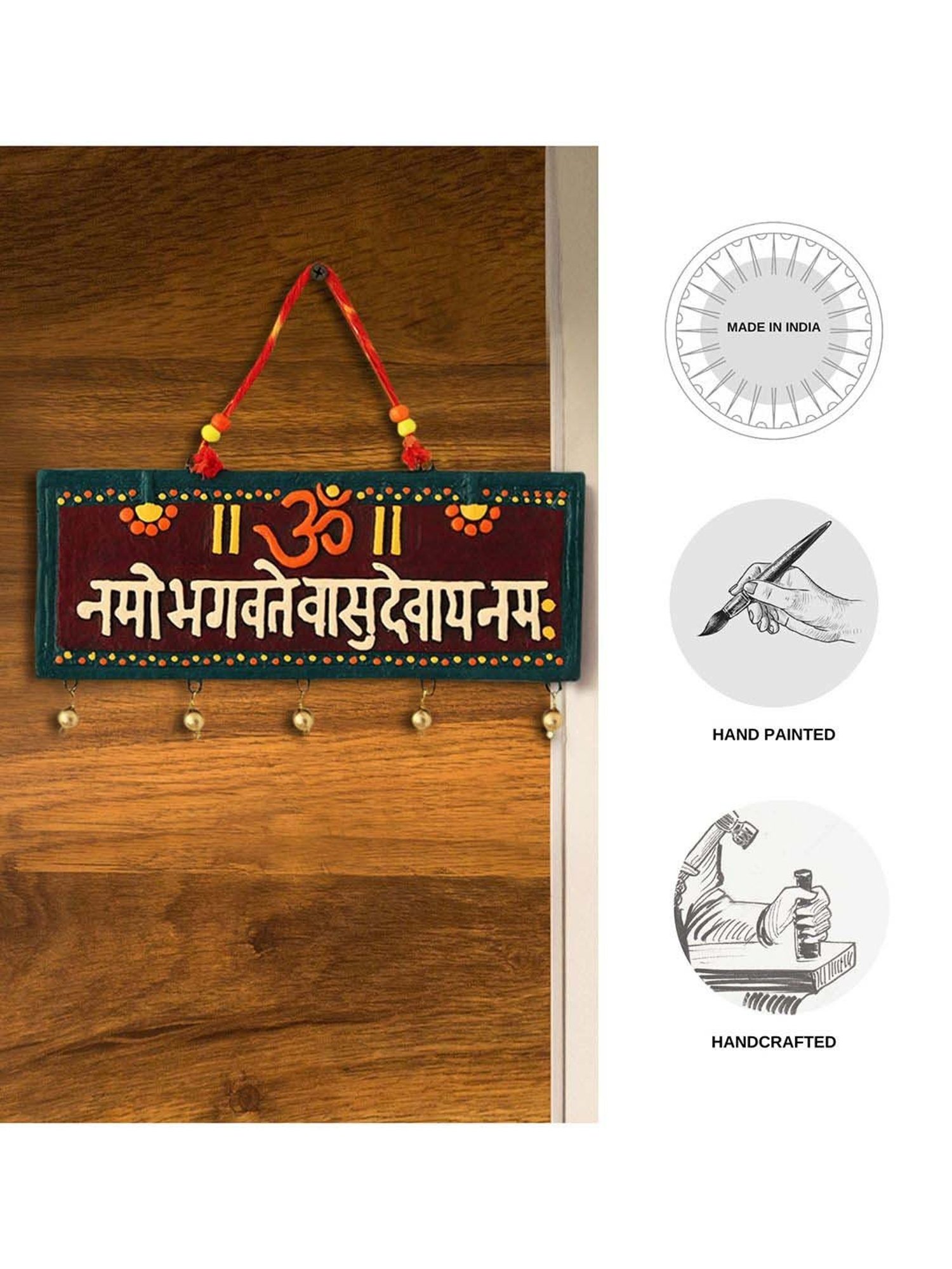 ExclusiveLane Vishnu Mantra Terracotta Wall Hanging Decor (Om Namo Bhagavate Vasudevaya)