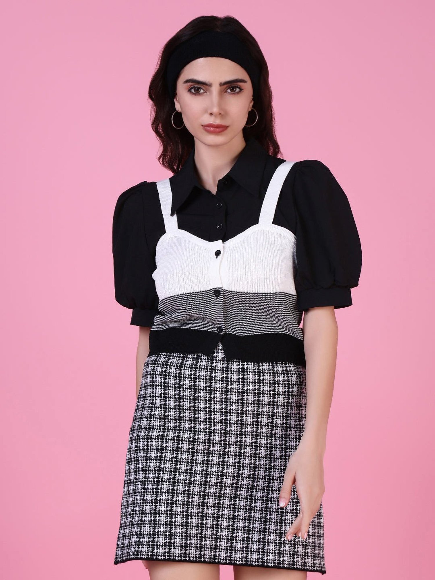 SHOWOFF Black & White Striped Top