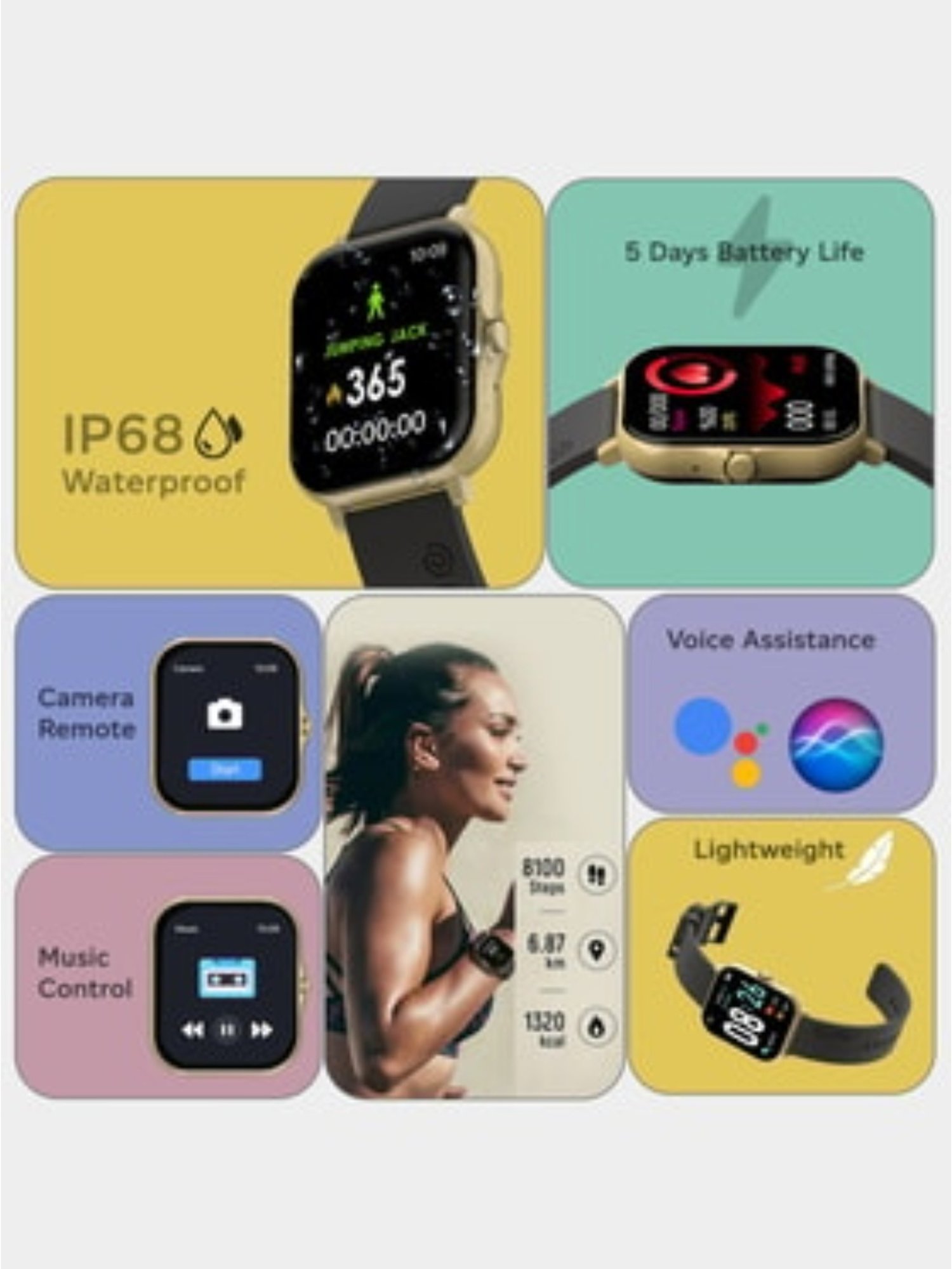 PTron Pulsefit P261 Bluetooth Calling Smartwatch With 1.7 inch Full Touch Color Display (Black Gold)
