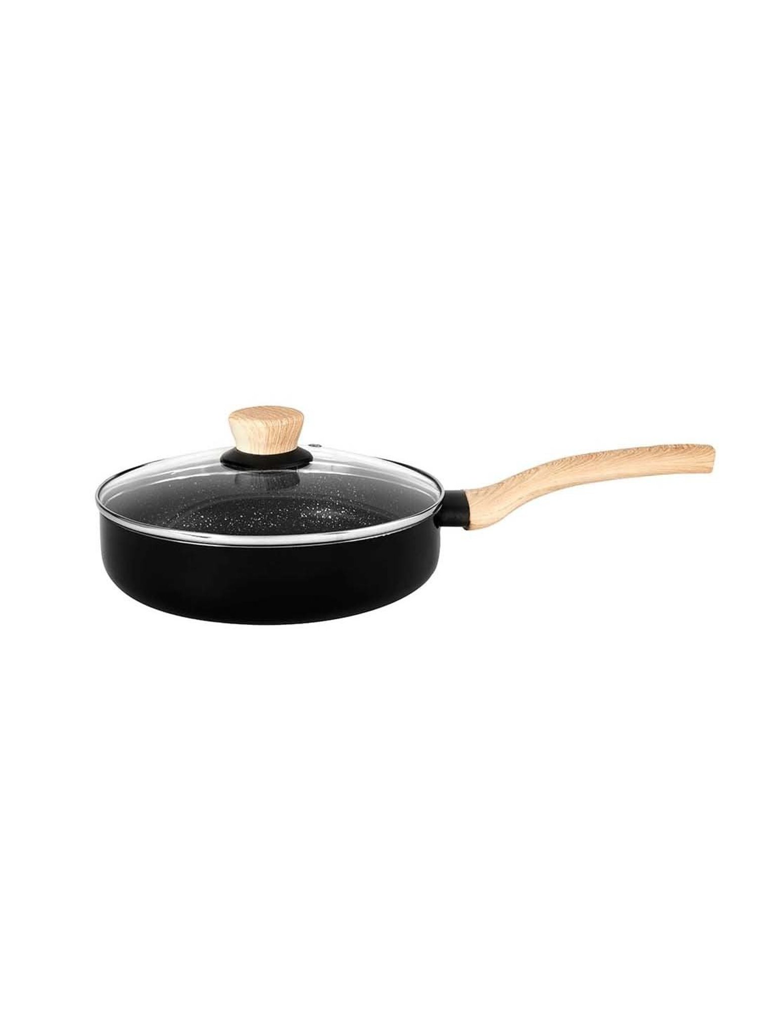 Bergner Bellini & Aura Black 20 cm Induction Deep Frypan With Wooden Finish Handle (1.8 L)