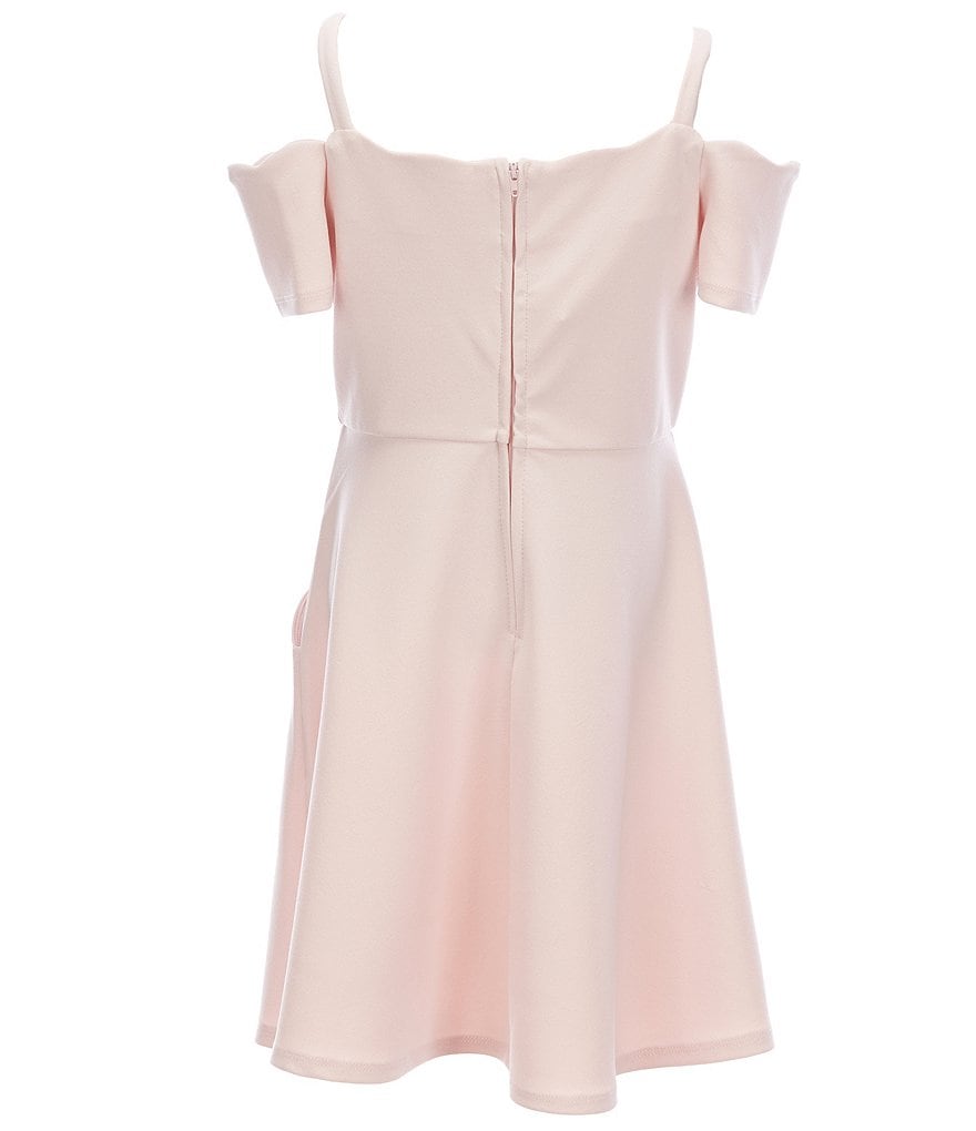 Rare Editions Big Girls 7-16 Cold-Shoulder Scalloped Fit-And-Flare Dress