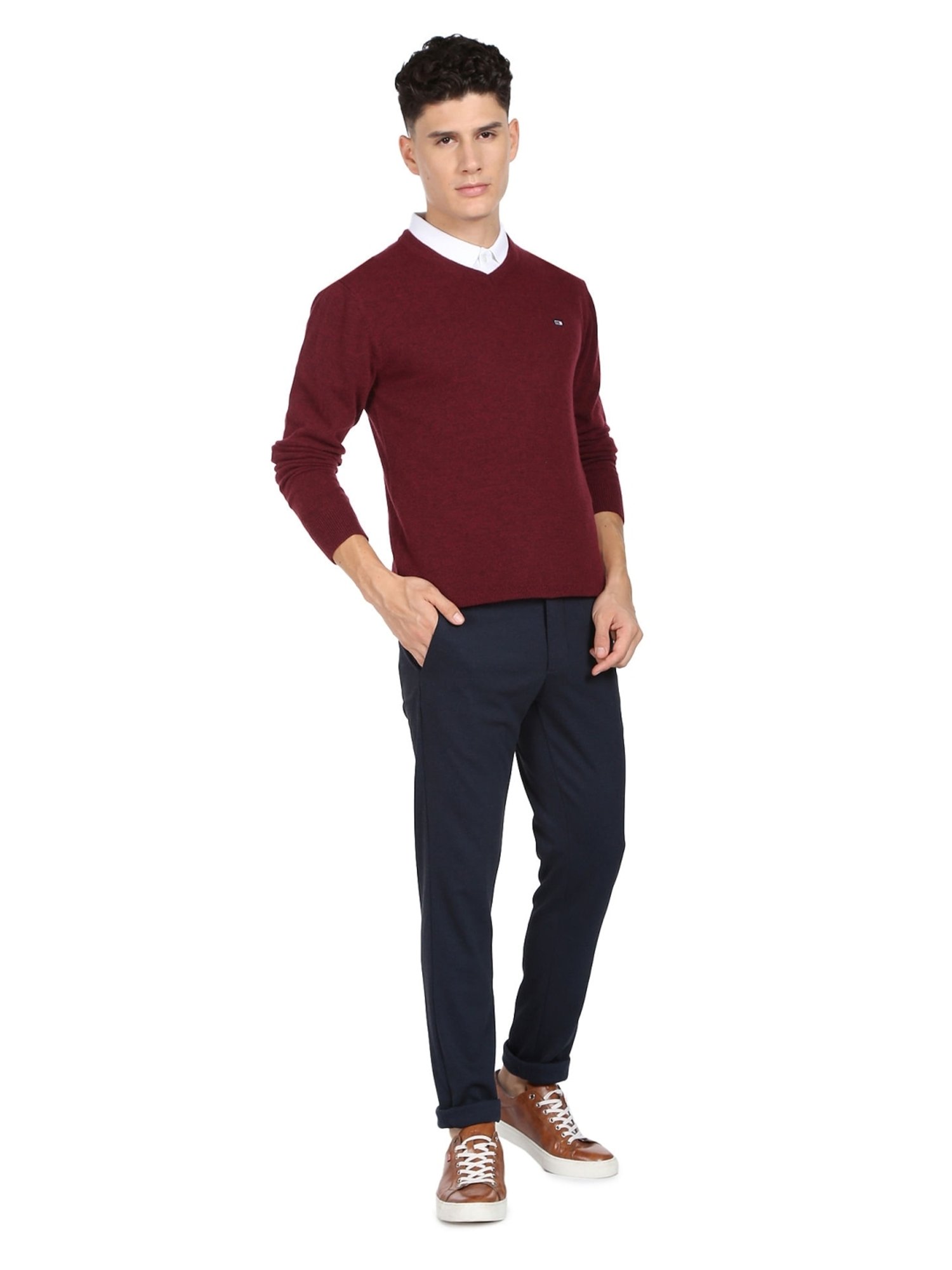 Arrow Sports Red Regular Fit Sweater