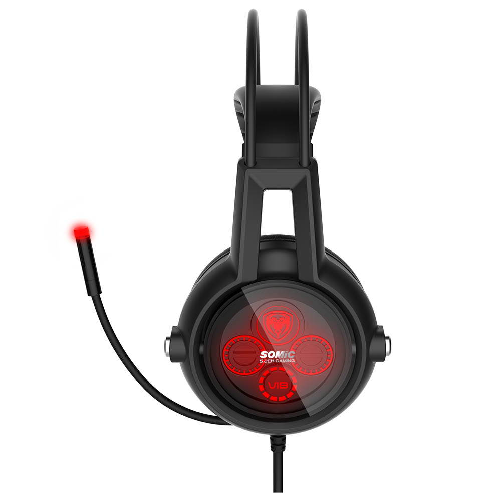 Somic E95X PS4 Physics 5.2 Multi-channel Vibration USB Headset, Super Bass Noise Canceling Headphones with LED, Microphone For FPS PS4 Computer Games