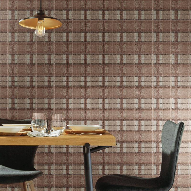 RoomMates Tweed Plaid Peel and Stick Wallpaper Brown