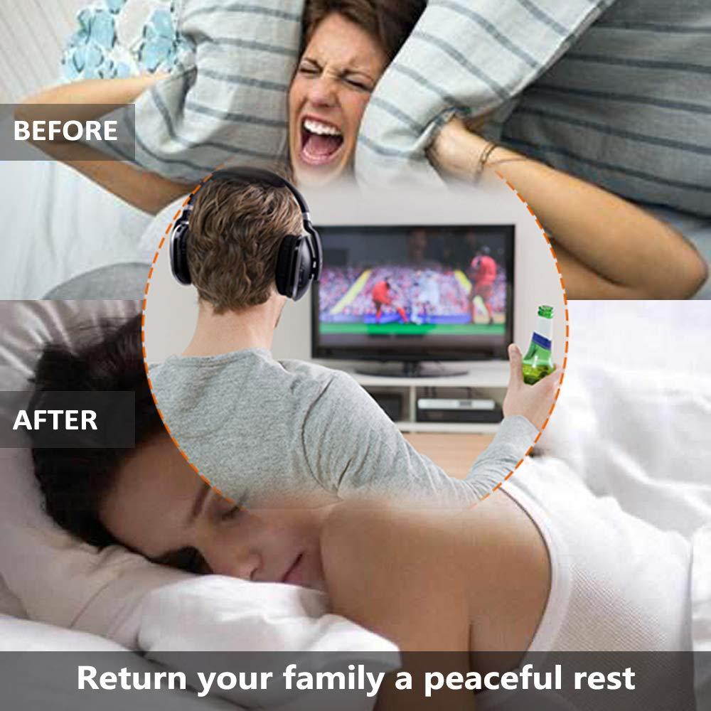 Wireless TV Headphones Over Ear, Monodeal Digital Stereo Headsets with Charging Dock, 2.4GHz RF Transmitter, NO Latency 20H Playtime, for TV PC Mobile MP3 - Black