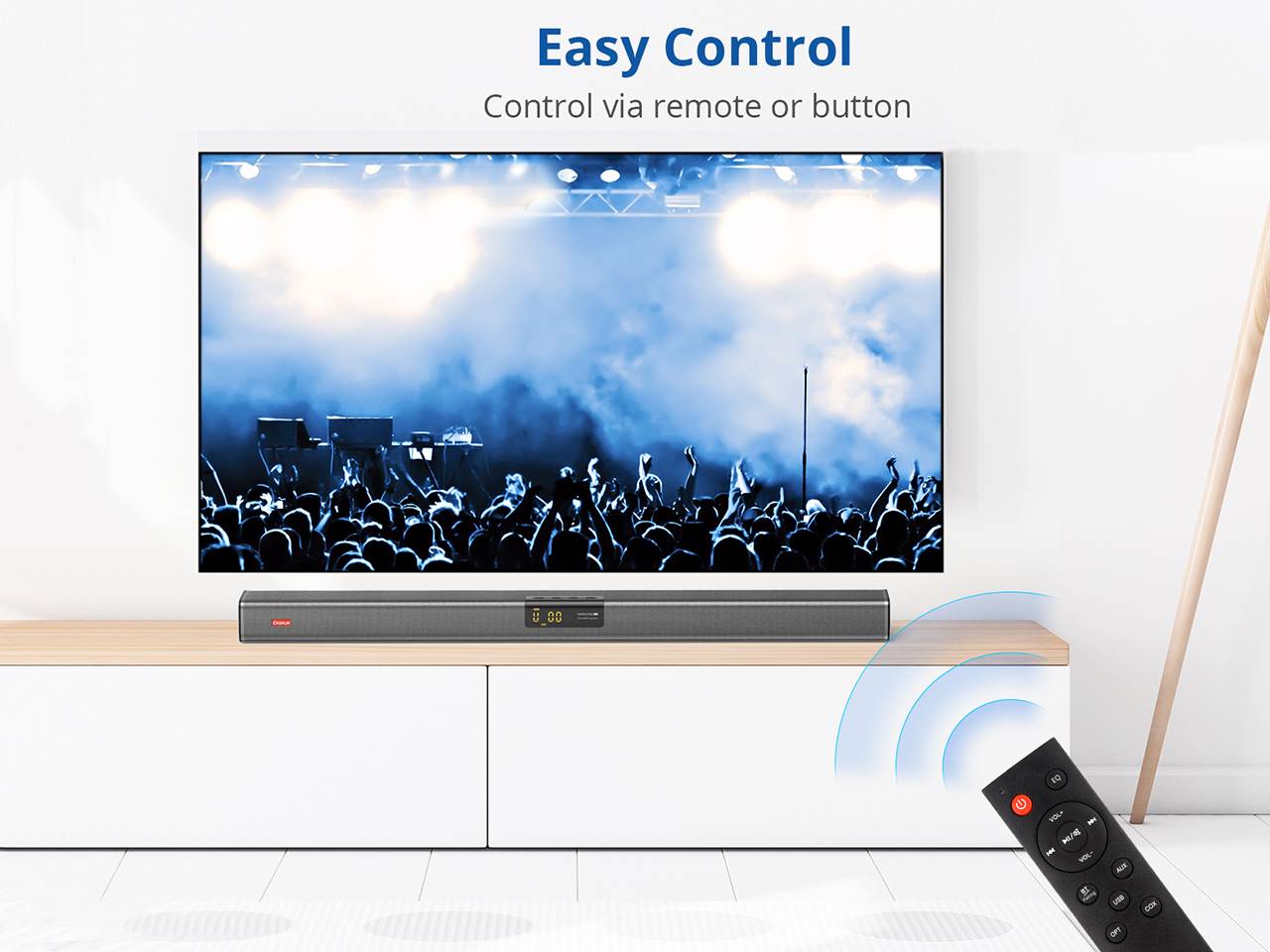 iDeaPlay Live1 Wireless Sound Bar Bluetooth Soundbar Built-in 4 Speakers with Dedicated Amplifiers 50W RMS