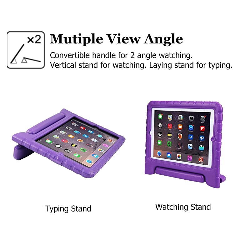 Kids Case for 97 iPad 2 3 4 Old Model Light Weight Shock Proof Convertible Handle Stand Kids Friendly for iPad 2 iPad 3rd Generation iPad 4th Generation Tablet Purple