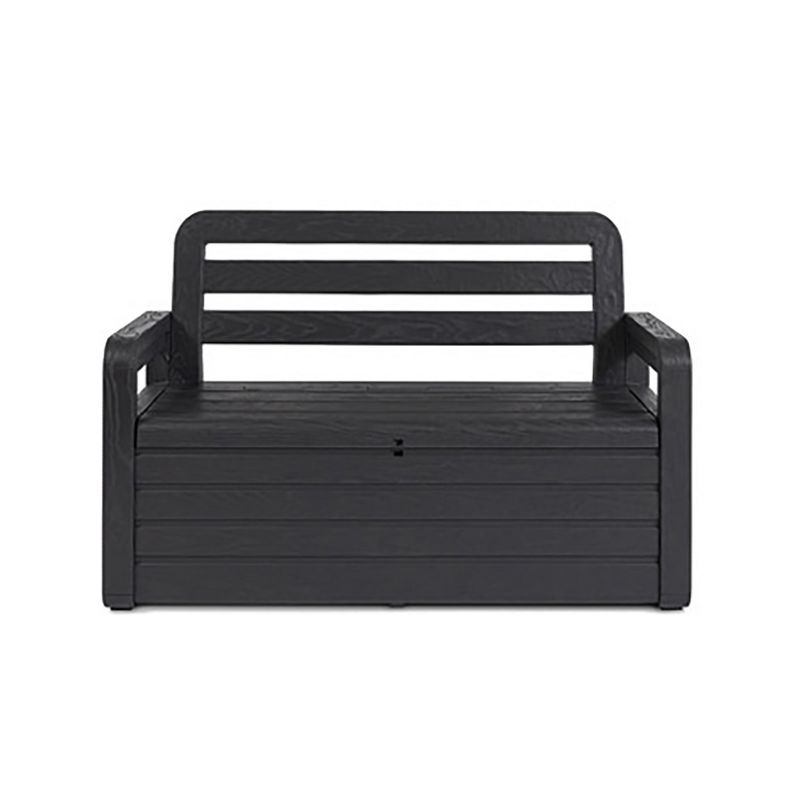 Toomax Foreverspring UV Weather Resistant Lockable Box Chest Bench for Outdoor Pool Patio Furniture and Deck Storage Bin, 70 Gallon (Anthracite)