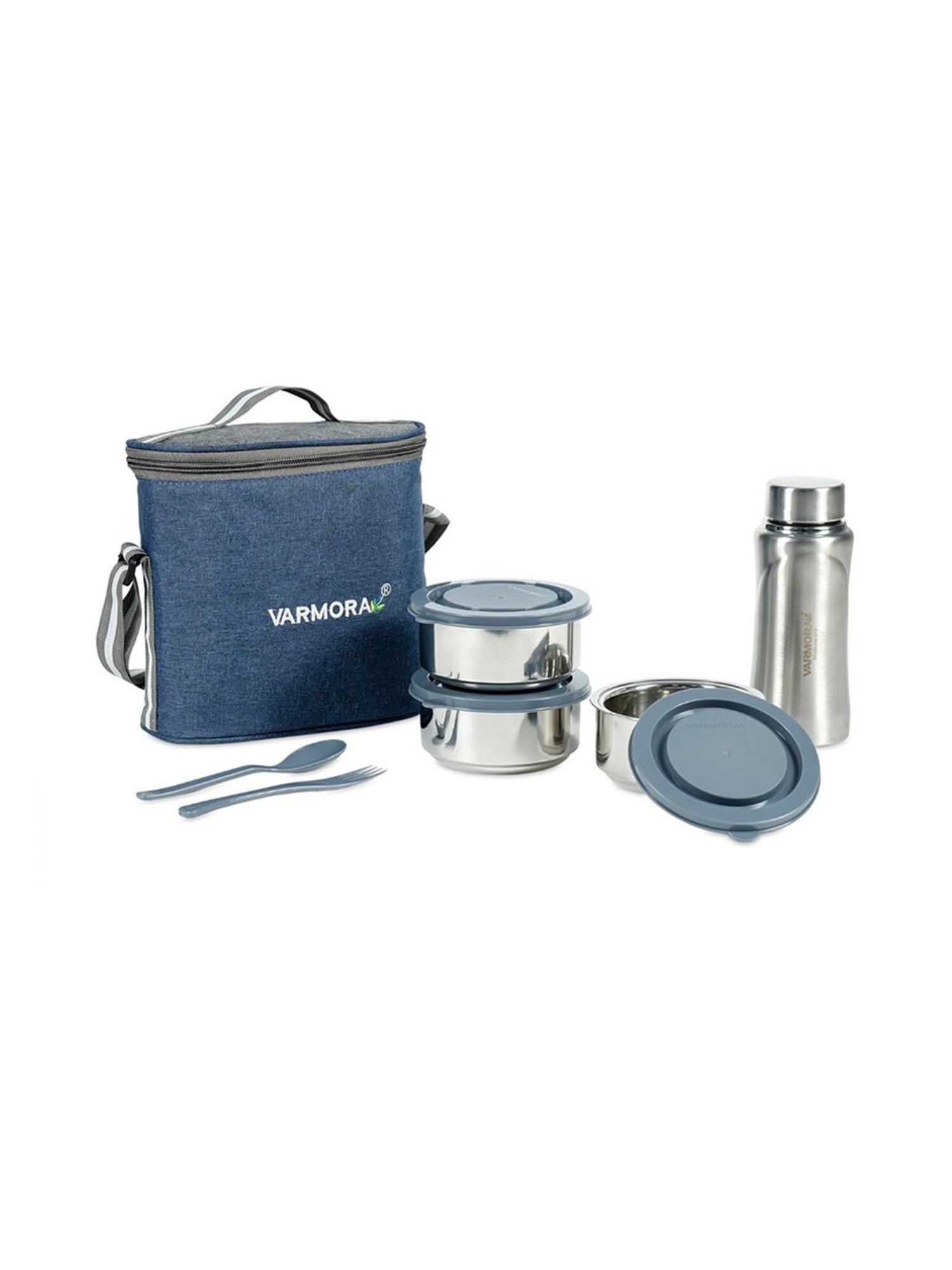 Varmora Hot-N-Fresh Grey Stainless Steel Lunch Box Set - 300 ml