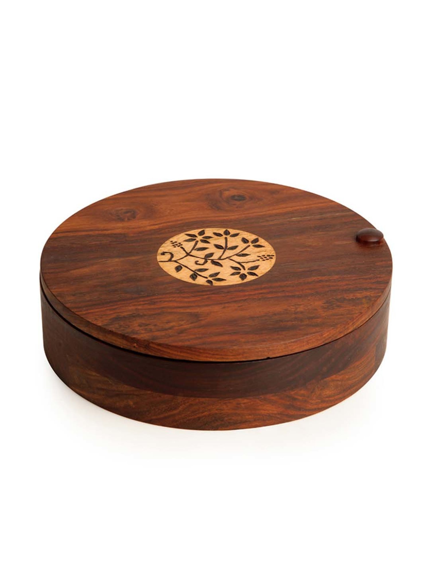 ExclusiveLane Spice Box With Floral Burnt Design In Sheeham Wood