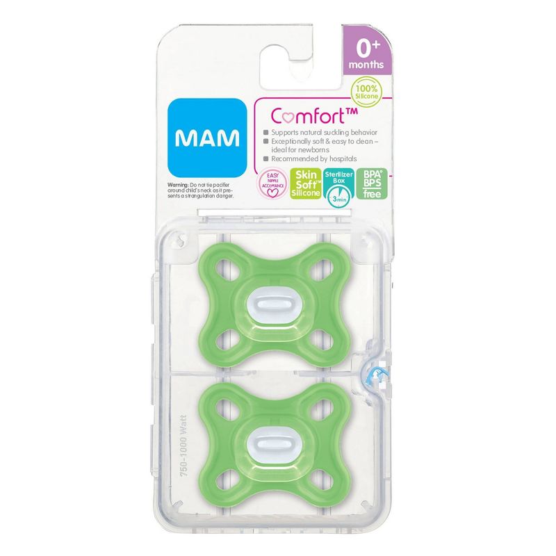 MAM Comfort 2pk Pacifier 0-4 Months - Green