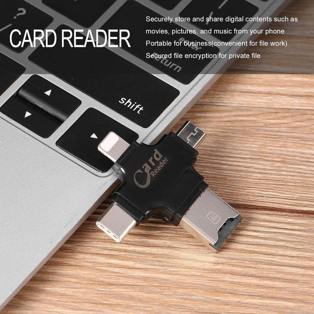 4-in-1 Type-c OTG Card Reader Multiuse Mobile Flash Driver for iOS for Android