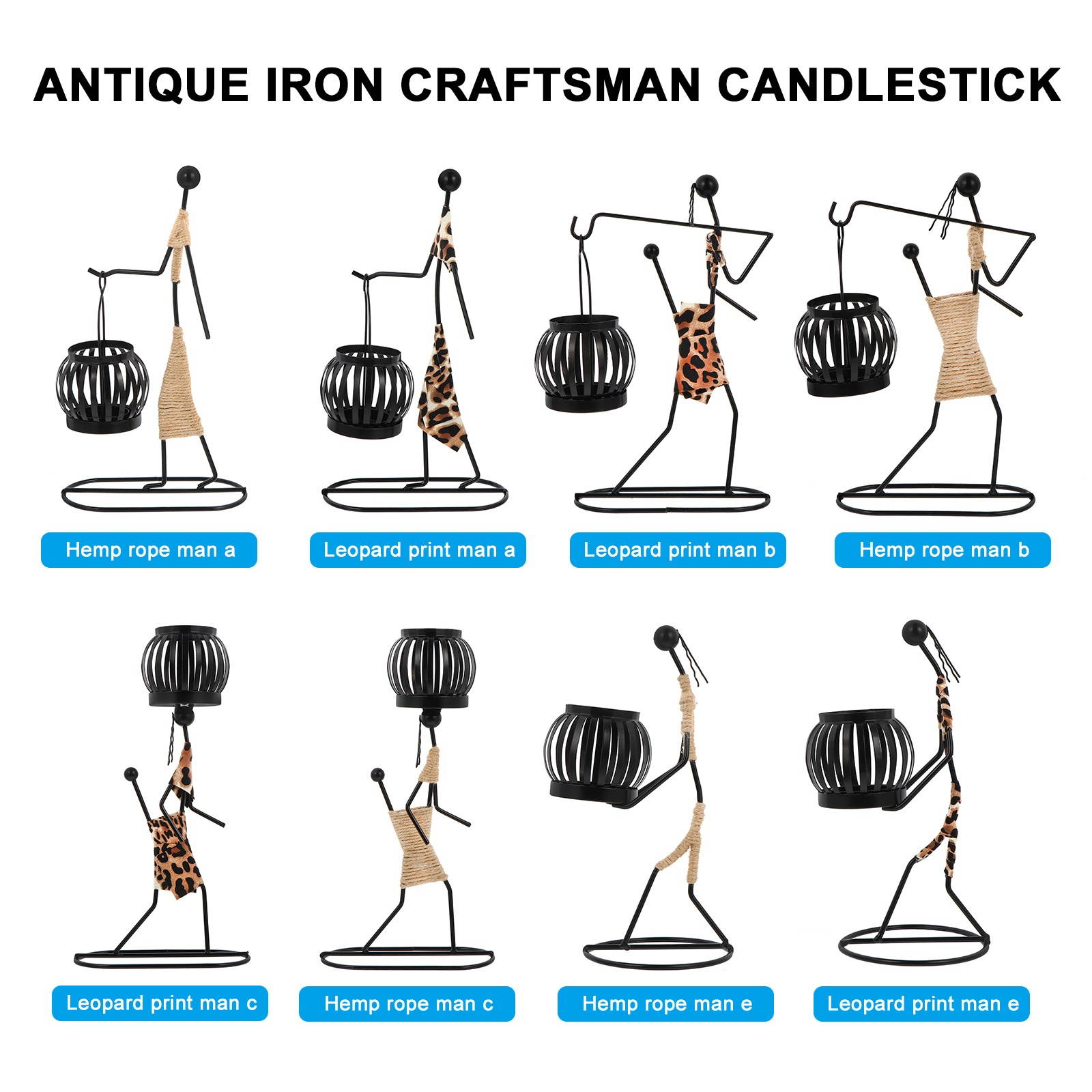 1 Pc Chic Retro Candlestick Iron People Shape Candle Holder Home Candlestick