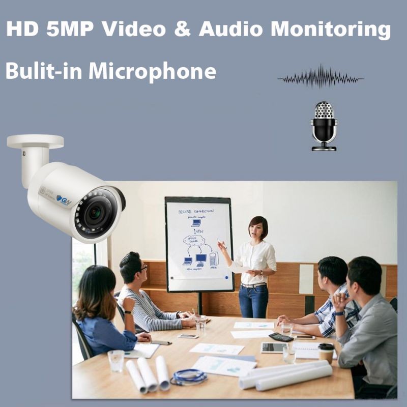 GW Smart AI PoE IP Video & Audio Security Camera System, 32CH 4K NVR with 24 x 5MP 1920P IP Bullet Camera, Day/Night Weather Proof, Human Detection, 8TB