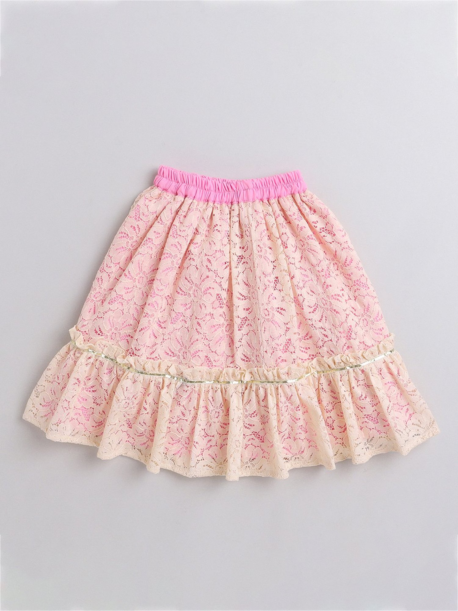 Many Frocks Kids Pink Self Design Lehenga, Choli with Dupatta