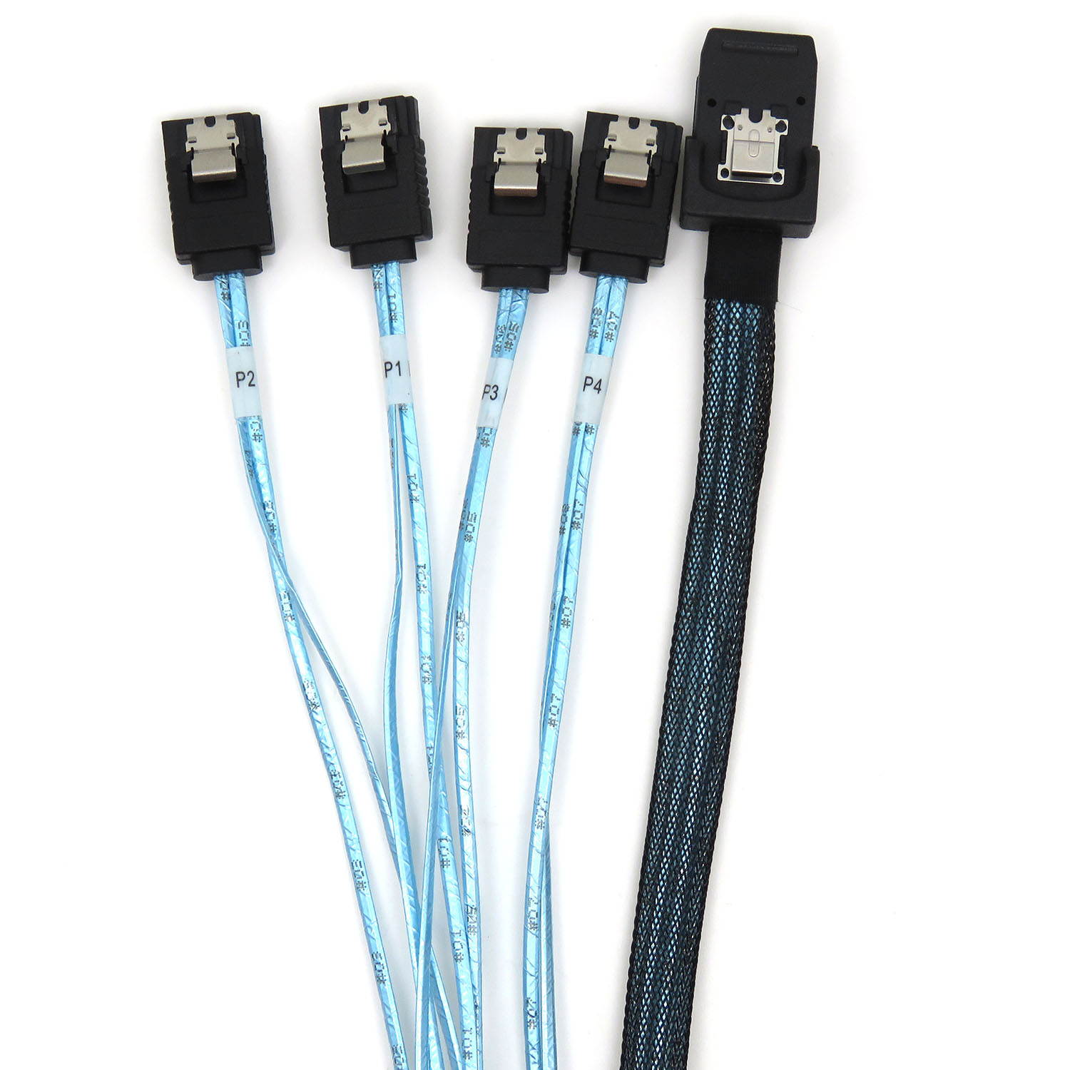 CableDeconn SFF-8087 Mini SAS 4i 36P to 4SATA 7P black Cable 50CM