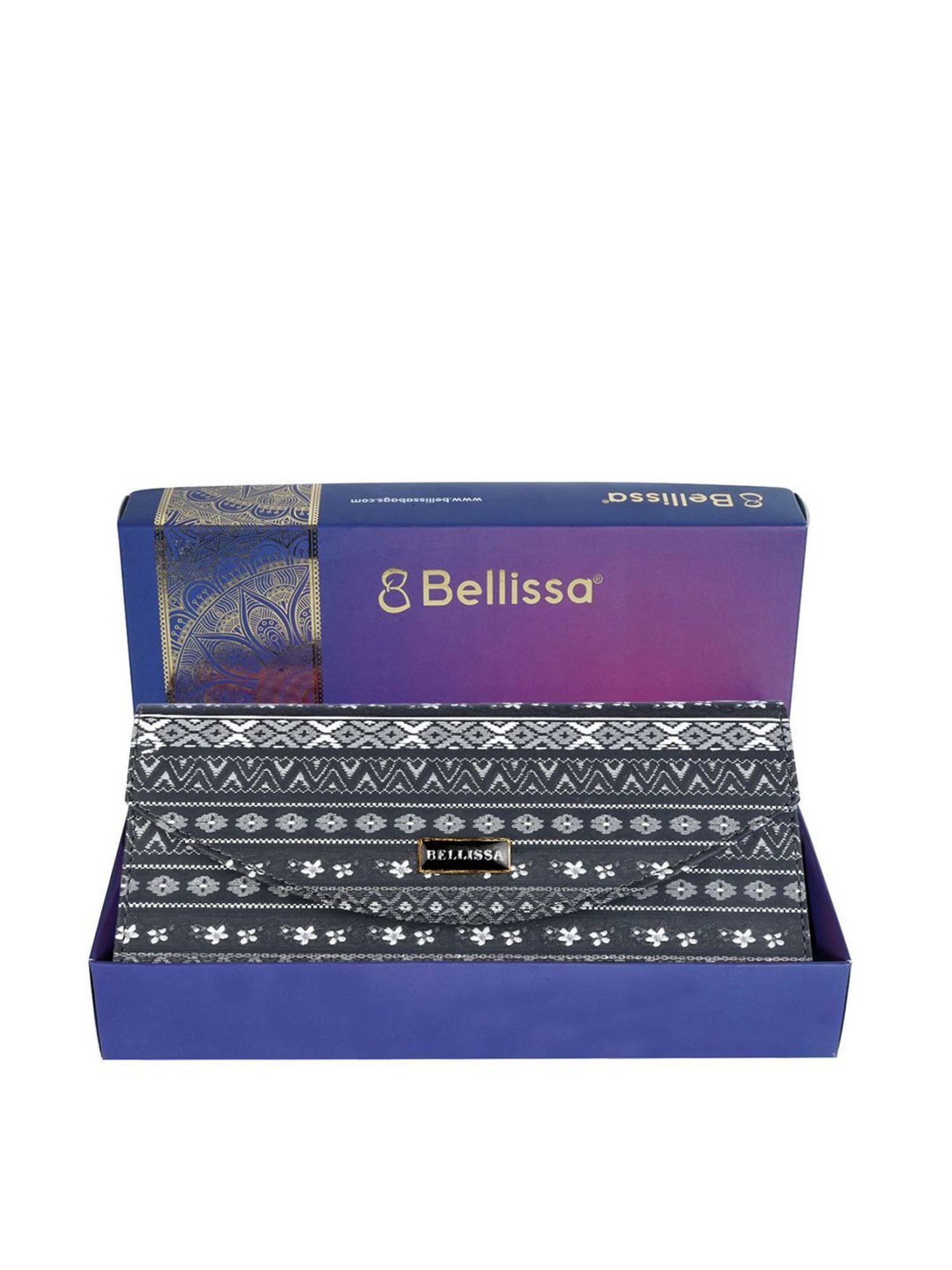 Bellissa Black Printed Premium Bi-Fold Wallet for Women