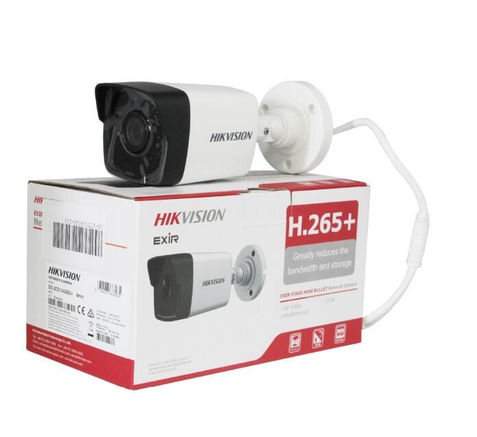 HIKVISION English Version 4MP 2K(2560 *1440 20fps) PoE IP Camera DS-2CD1043G0-I 2.8mm, Bullet Security Camera with EXIR 98ft Night Vision, Smart H.265 WDR, VAC, SD Card Slot, ONVIF, IP67 IK10, 1Pcs