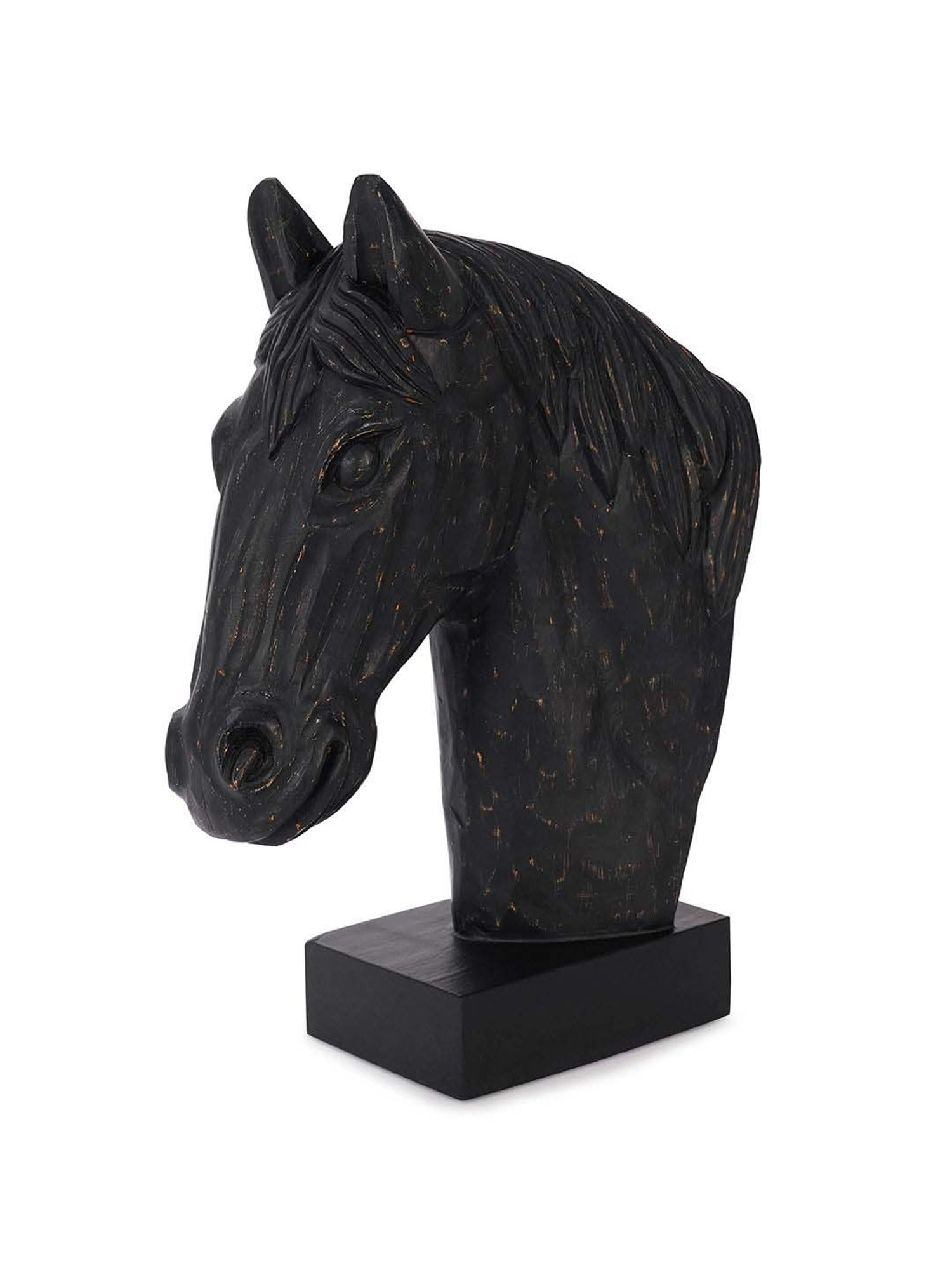 Pure Home and Living Black Wood Horse Head Figurine
