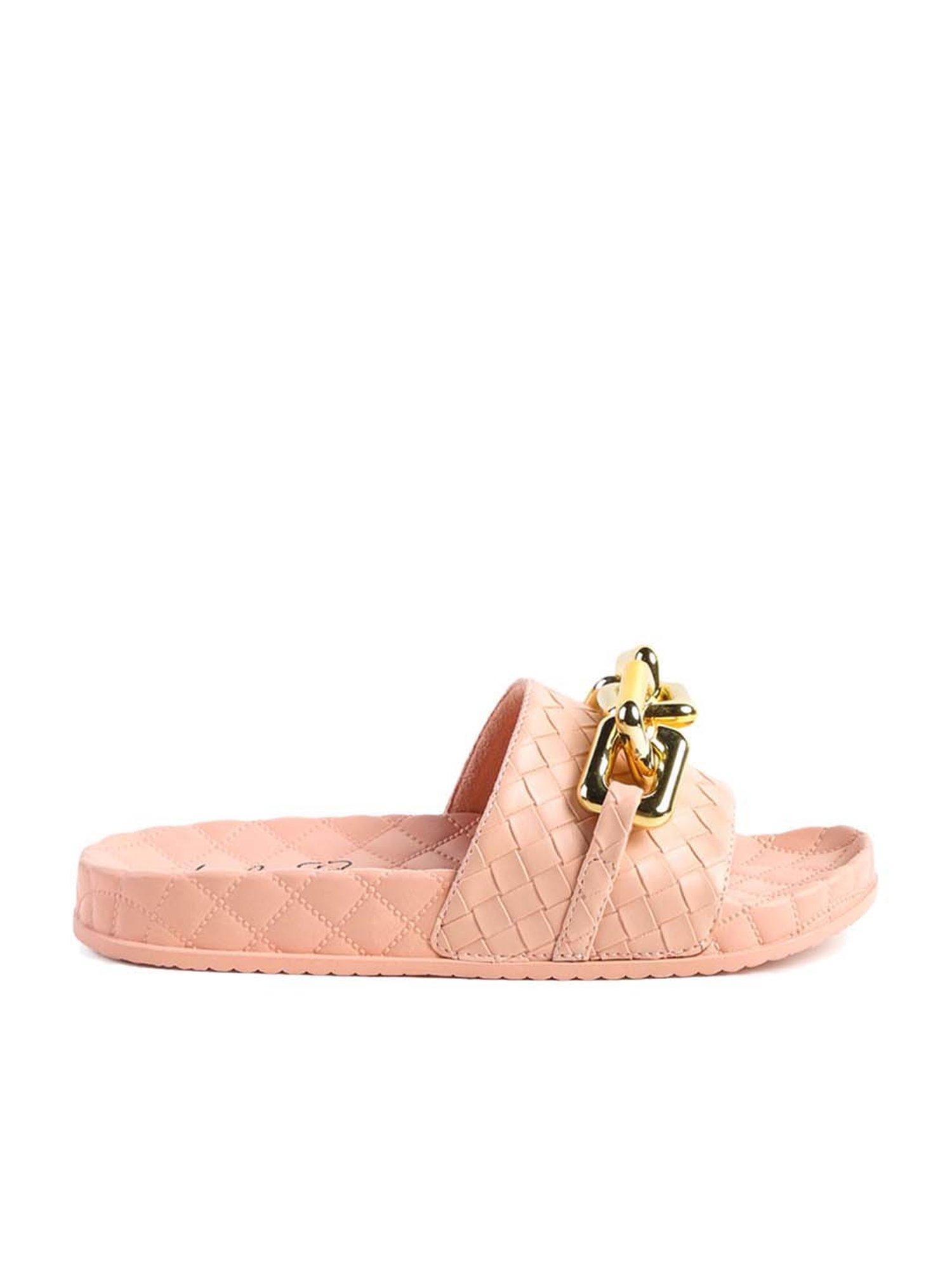 London Rag Women's Bling Chain Strap Pink Casual Sandals