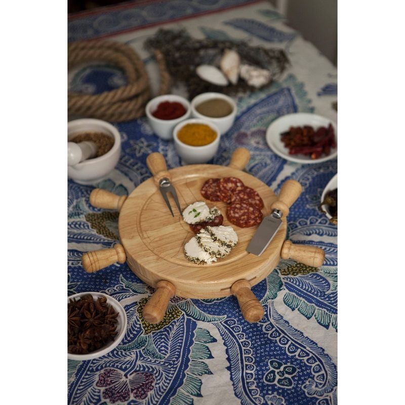 Rubberwood Ship Helm Cheese Board - Picnic Time